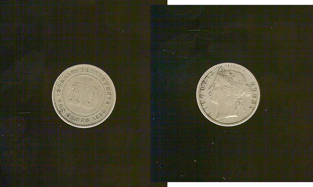 Straits Settlements 10 cents 1888 VF/gVF